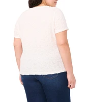 CeCe Plus Size Textured Knit Crew Neck Short Sleeve Tee