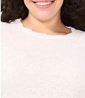 CeCe Plus Size Textured Knit Crew Neck Short Sleeve Tee