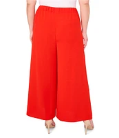 CeCe Plus Size Wide Leg Pleated Front Asymmetrical Hem Crinkle Twill Pants