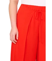 CeCe Plus Size Wide Leg Pleated Front Asymmetrical Hem Crinkle Twill Pants