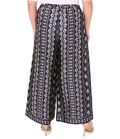 CeCe Plus Size Woven Printed Wide Leg Pull On Coordinating Pants