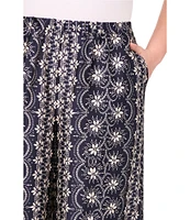 CeCe Plus Size Woven Printed Wide Leg Pull On Coordinating Pants