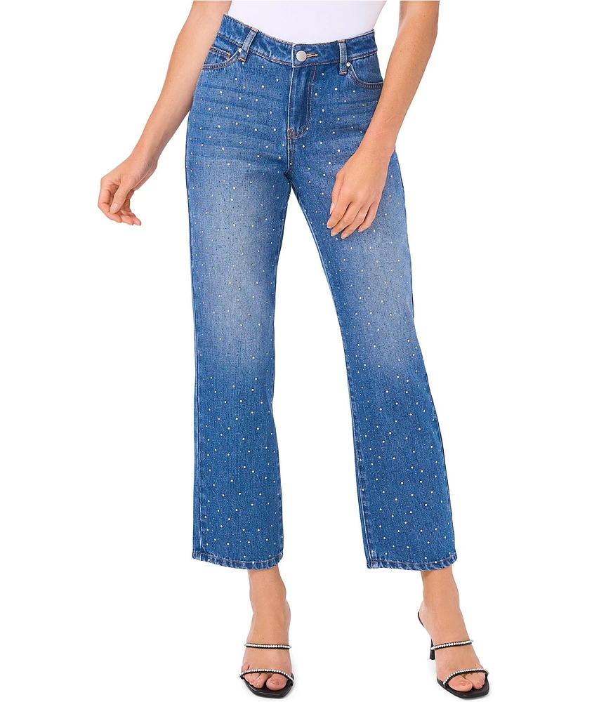 CeCe Rhinestone Straight Leg Ankle Jean