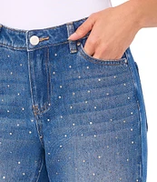 CeCe Rhinestone Straight Leg Ankle Jean