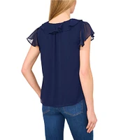 CeCe Ruffle V-Neck Short Flutter Sleeve Blouse