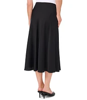 CeCe Satin High Rise Bias Cut A-Line Midi Skirt