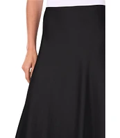 CeCe Satin High Rise Bias Cut A-Line Midi Skirt