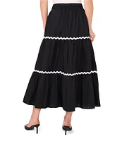 CeCe Scallop Trim Tiered Midi A-Line Skirt