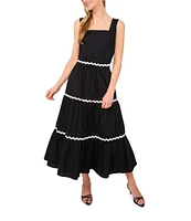 CeCe Scallop Trim Tiered Midi A-Line Skirt