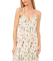 CeCe Sleeveless Floral Open Back Maxi Dress