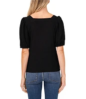 CeCe Square Neck Short Puff Elbow Sleeve Blouse