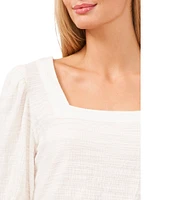 CeCe Square Neck Short Puff Elbow Sleeve Blouse