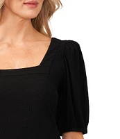 CeCe Square Neck Short Puff Elbow Sleeve Blouse