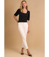 CeCe Square Neck Short Puffed Sleeve Polka Dot Blouse