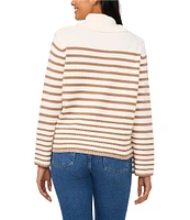 CeCe Striped Knit Turtleneck Long Sleeve Sweater