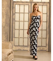 CeCe Sweetheart Sleeveless Sequin Floral Maxi Dress