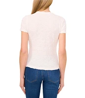 CeCe Textured Knit Crew Neck Short Sleeve Tee