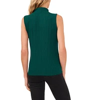 CeCe Turtleneck Sleeveless Ribbed Knit Tank Top