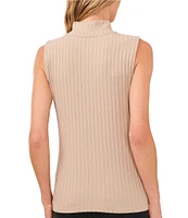 CeCe Turtleneck Sleeveless Ribbed Knit Tank Top