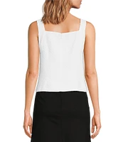 CeCe Tweed Square Neck Sleeveless Top