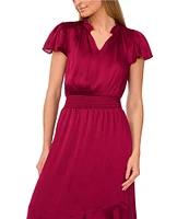 CeCe V Neck Flutter Sleeve High Low Dress