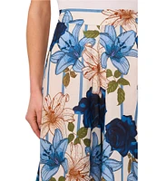 CeCe Woven Floral Print Wide Leg Pull-On Pants