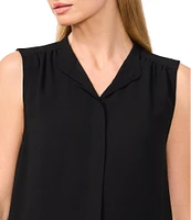 CeCe Woven Stand Collar Sleeveless Button Front Top