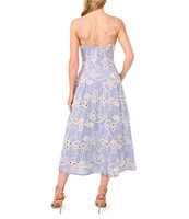 CeCe Woven V-Neck Sleeveless Embroidered Maxi A-Line Dress