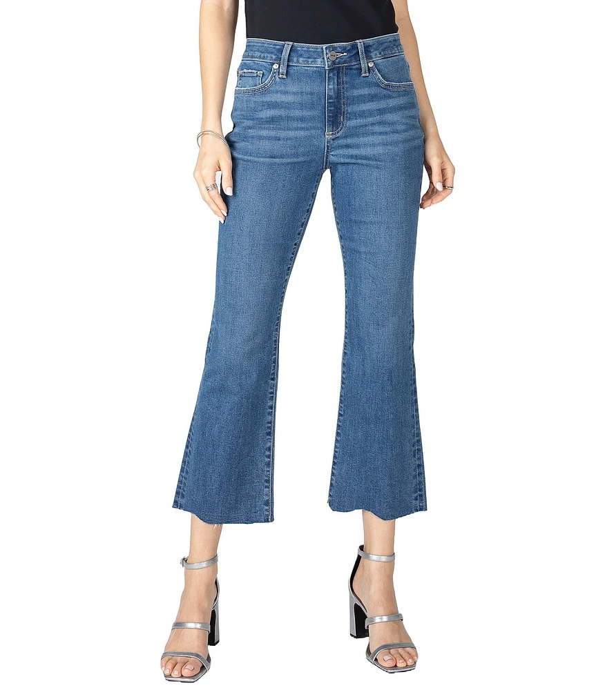 Ceros Jeans Mid Rise Flared Leg Cropped Jeans