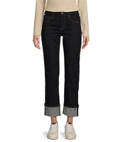 Ceros Jeans Mid Rise Straight Leg Cuffed Jeans