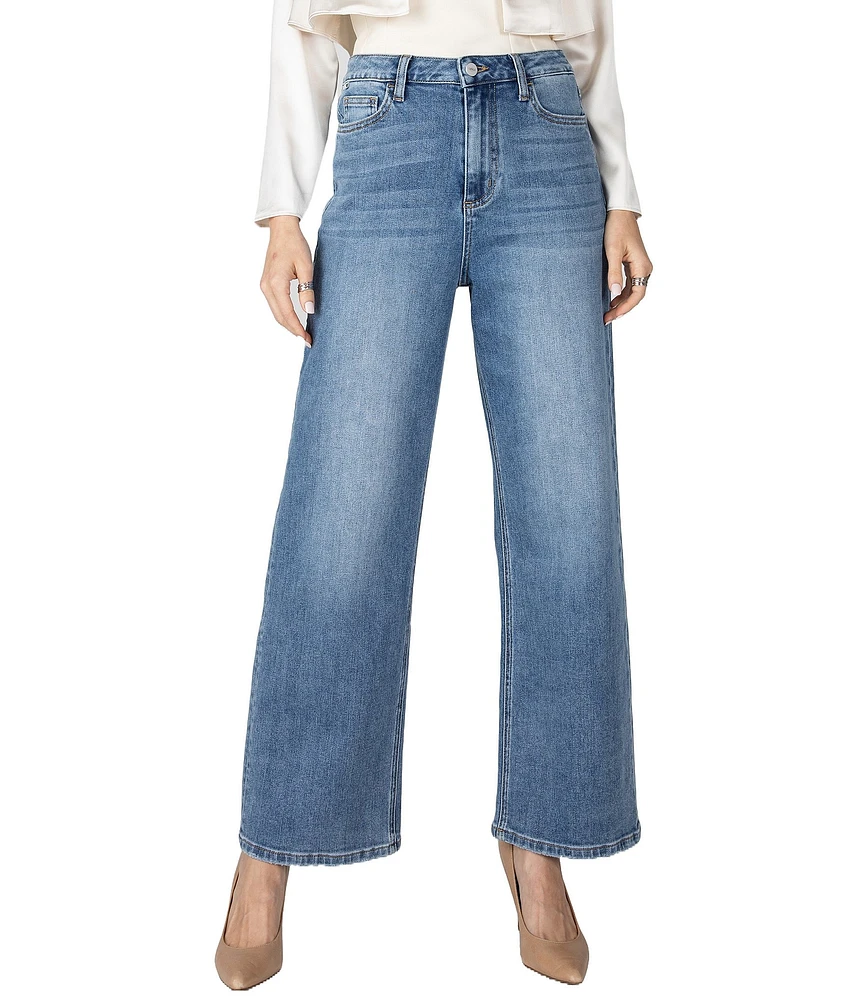 Ceros Jeans Super High Rise Zip/Button-Front Closure Wide Leg Jeans