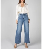 Ceros Jeans Super High Rise Zip/Button-Front Closure Wide Leg Jeans