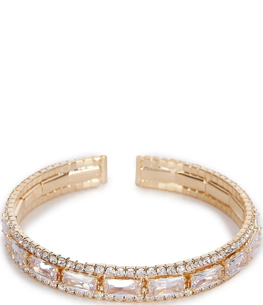 Cezanne Baguette Crystal Detailed Cuff Bracelet