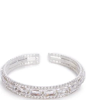 Cezanne Baguette Crystal Detailed Cuff Bracelet