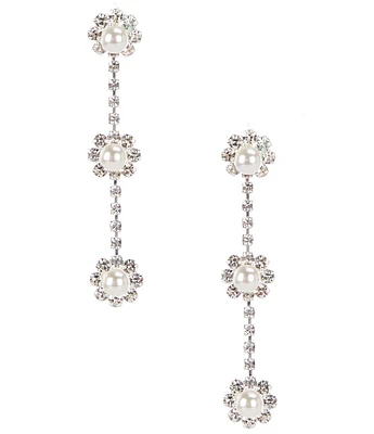 Cezanne Crystal Daisies Linear Earrings