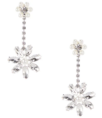 Cezanne Crystal Daisy Linear Earrings