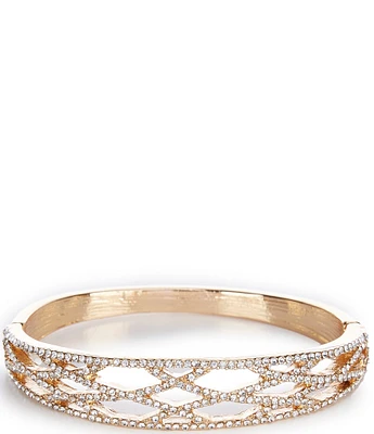 Cezanne Crystal Pave Diamond Open Metal Hinge Bracelet