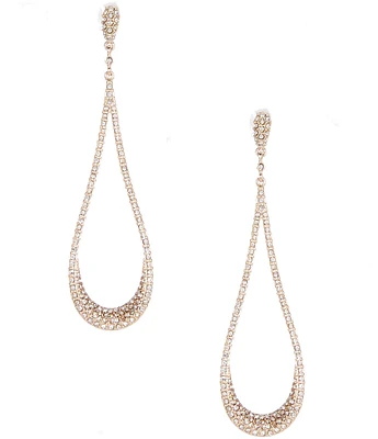 Cezanne Crystal Pave Elongated Open Teardrop Drop Earrings