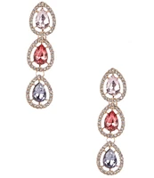 Cezanne Crystal Pave Halo Multi Color Teardrop Linear Earrings
