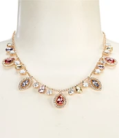 Cezanne Crystal Pave Halo Multi Stone Drop Frontal Collar Necklace