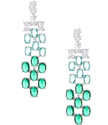 Cezanne CZ & Emerald Stone Chandelier Statement Earrings