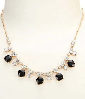 Cezanne CZ Collar Jet Stone Drop Short Chain Necklace