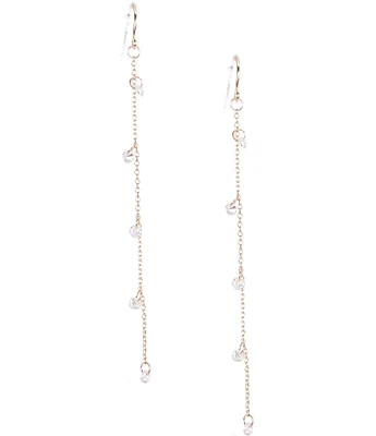 Cezanne CZ Crystal Long Shaky Linear Earrings