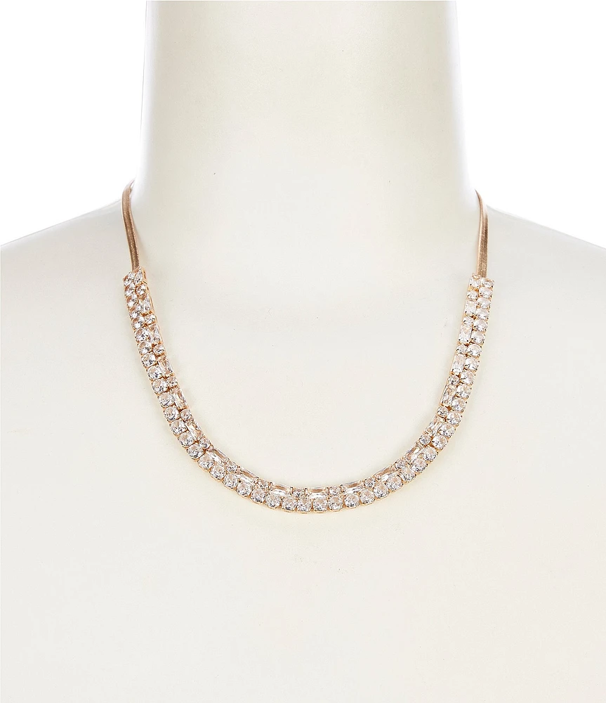 Cezanne CZ Rhinestone Chain Frontal Short Multi-Strand Necklace