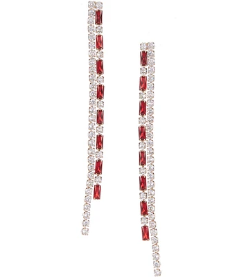 Cezanne CZ Rhinestone Chain Linear Earrings