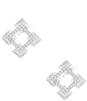 Cezanne CZ Stone Four Square Stud Earrings