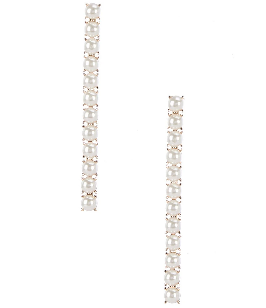 Cezanne Delicate Pearl Cab Linear Earrings