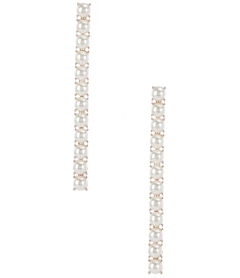 Cezanne Delicate Pearl Cab Linear Earrings