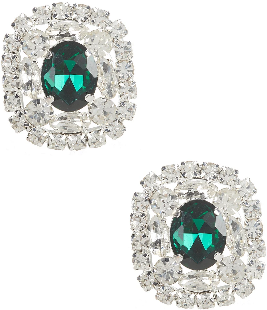 Cezanne Emerald Green Button Stud Earrings