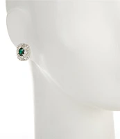 Cezanne Emerald Green Button Stud Earrings